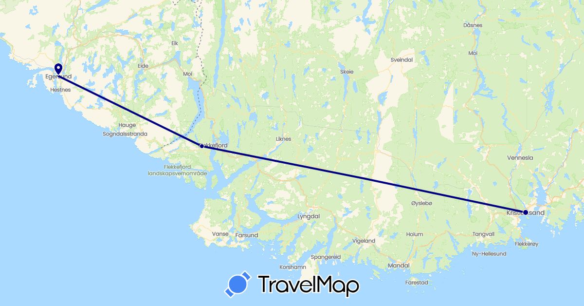 TravelMap itinerary: driving in Norway (Europe)